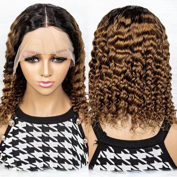 Ombré (1B/27) T Part 13x4x1 Lace Frontal Brazilian Human Hair Deep Wave Wig - Picture 7 of 7